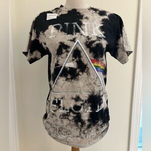New - Pink Floyd vintage look band tee - black and white tie dye - unisex medium
